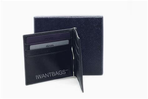 card holder with money clip prada